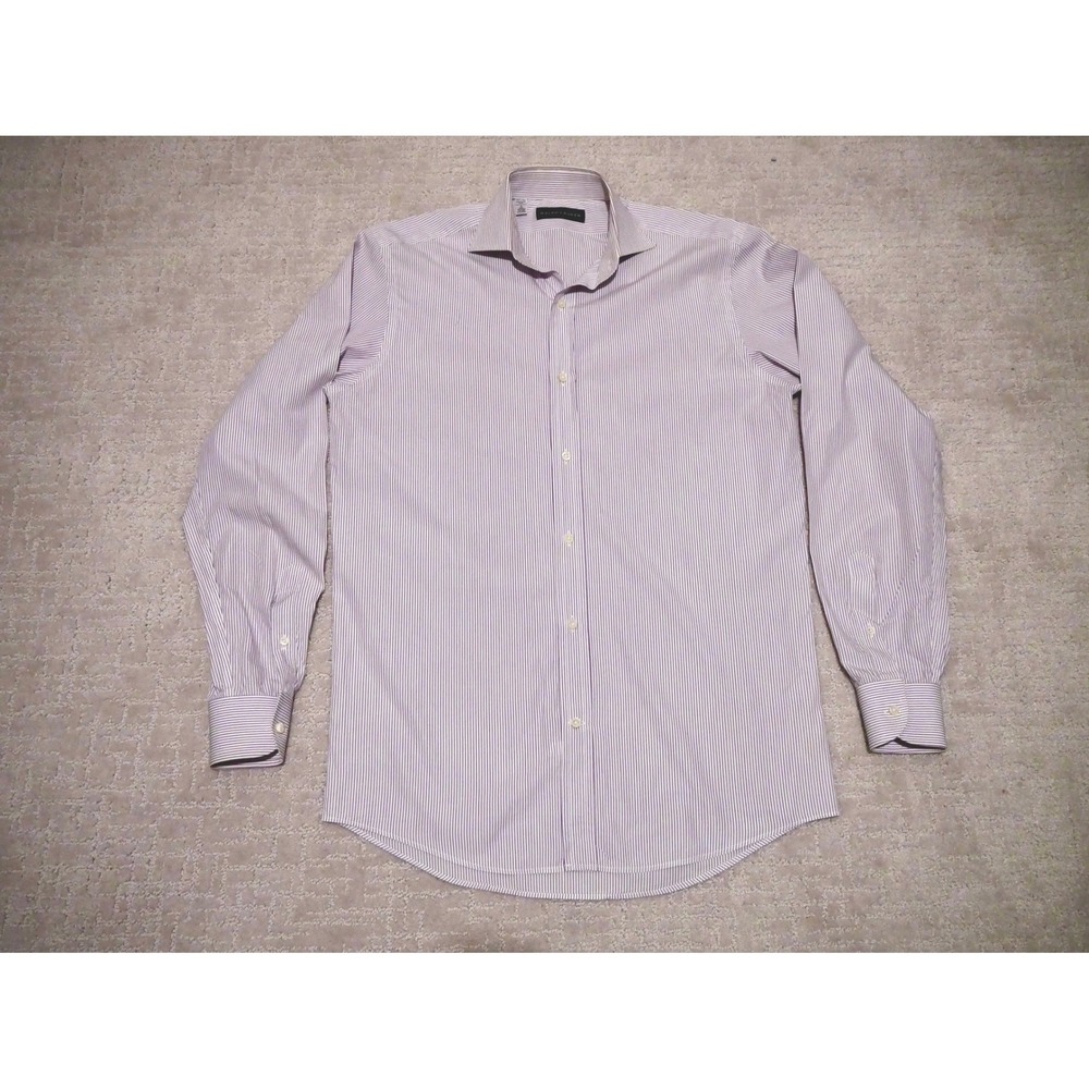 Ralph Lauren Black Label Mens 15 Purple White Striped Dress Shirt Made in Italy